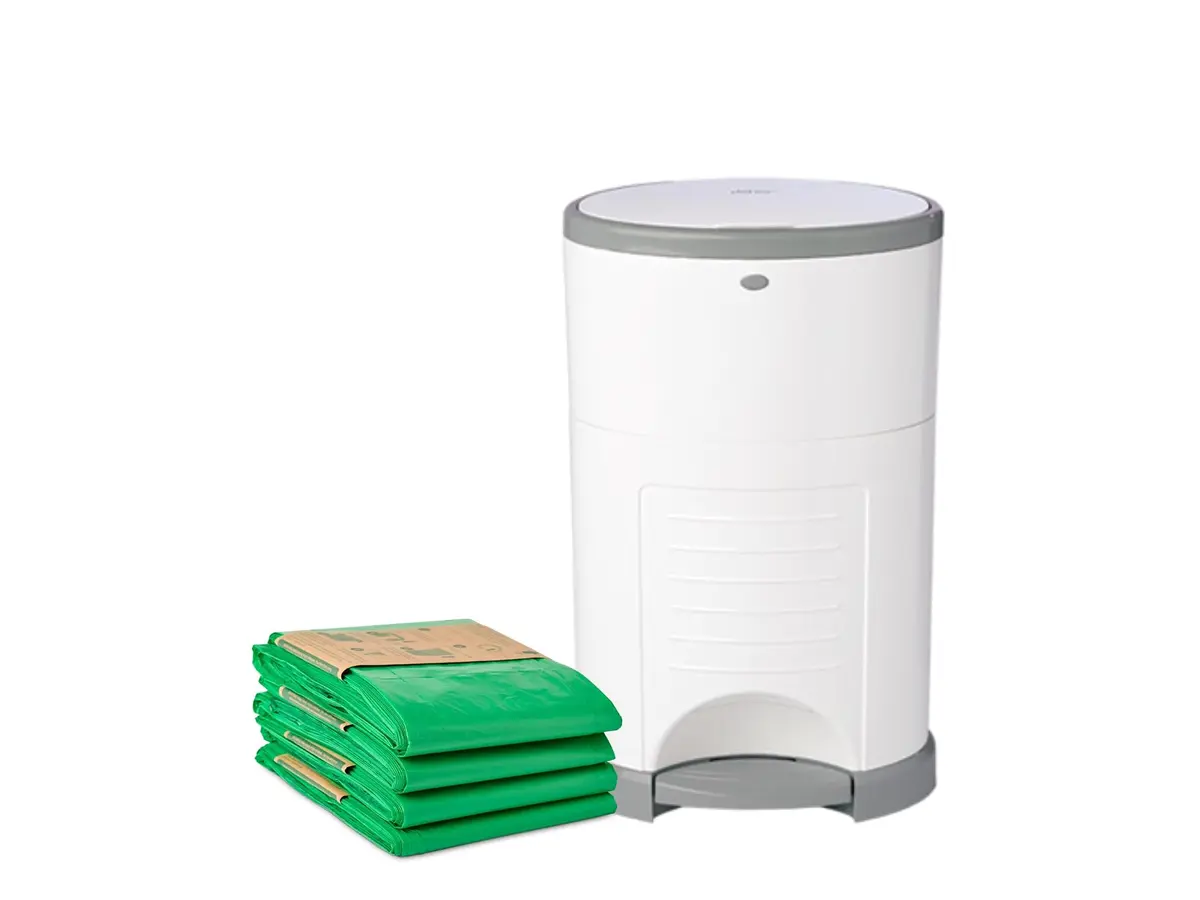 The Diaper Dekor EKO Classic pail and its refill packs, image from Dekor's product listing