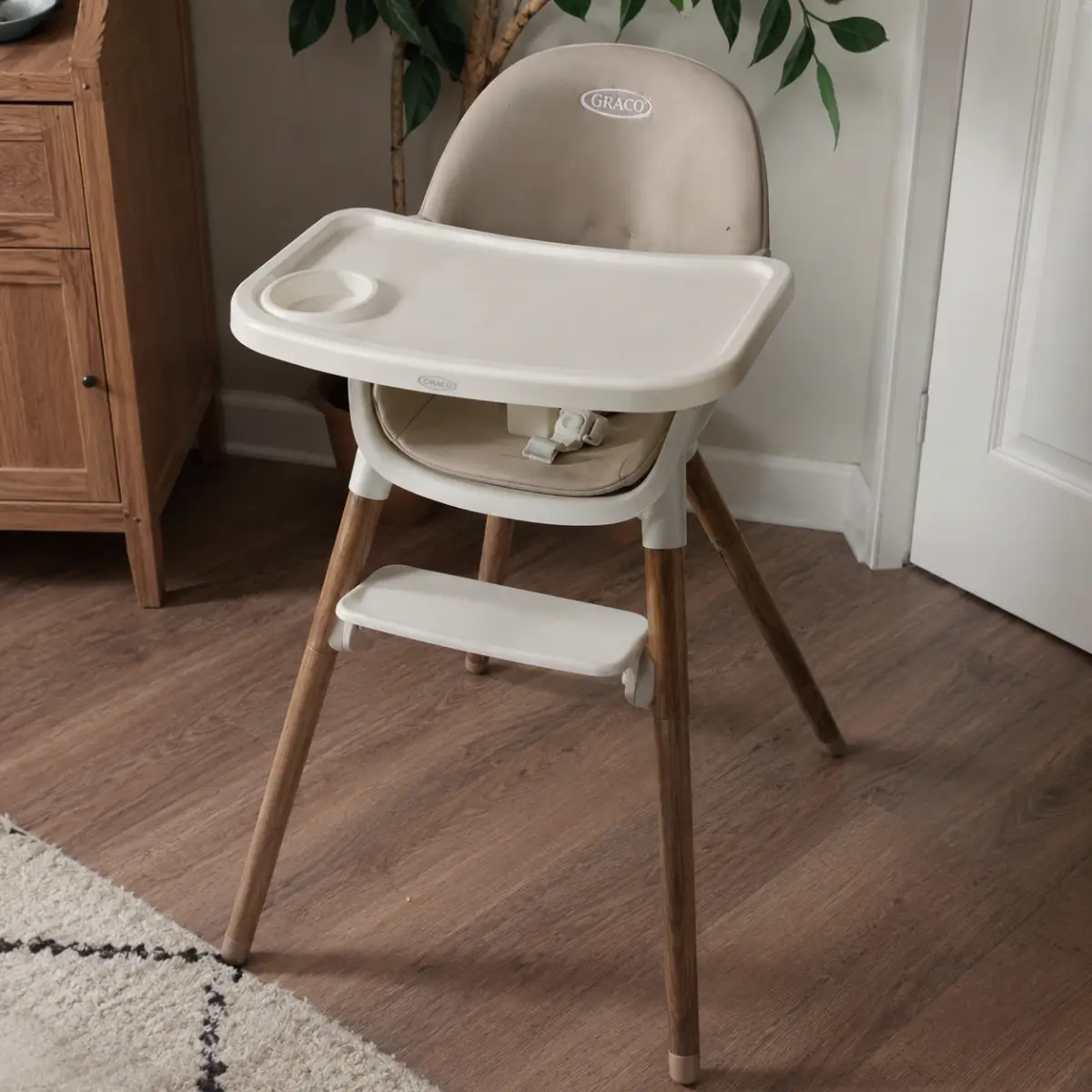 Our Graco high chair set up at the kitchen table, original photo