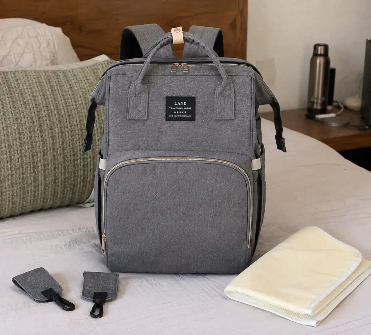 Our Houscly diaper bag backpack packed and carried on a day out, original photo