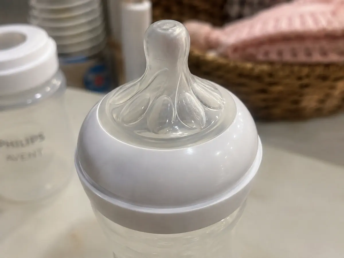 Close up of the Philips Avent Natural Response nipple showing the slit that opens under active sucking