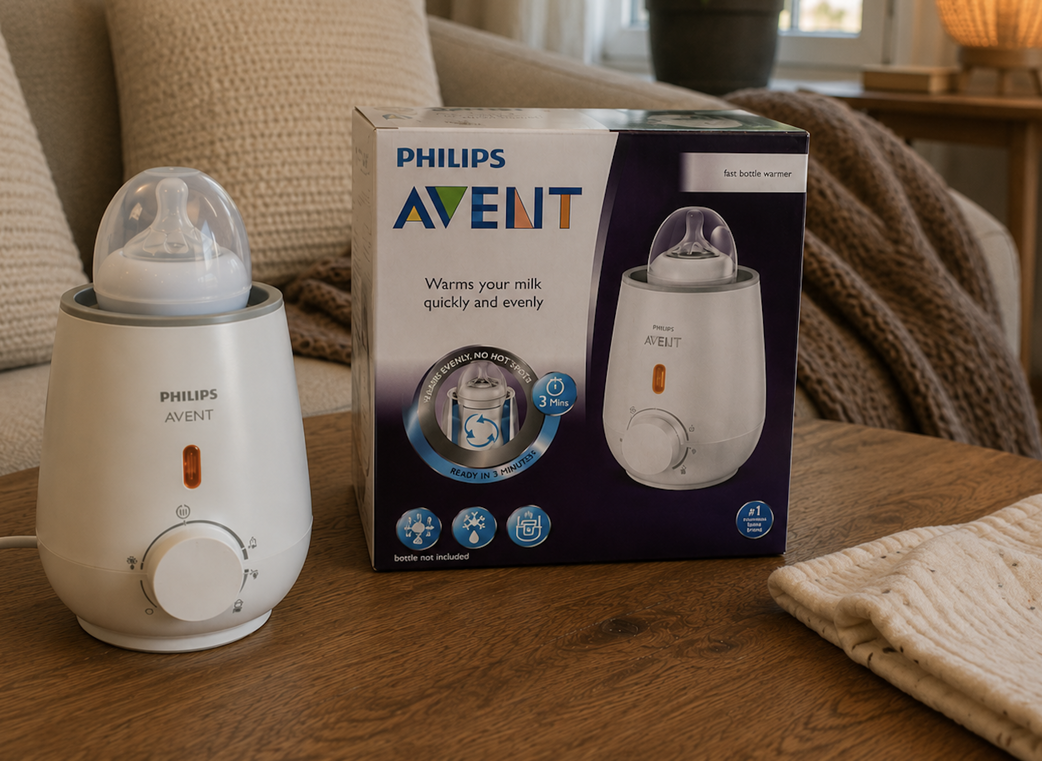 Our Philips Avent warmer on the nursery dresser, original photo