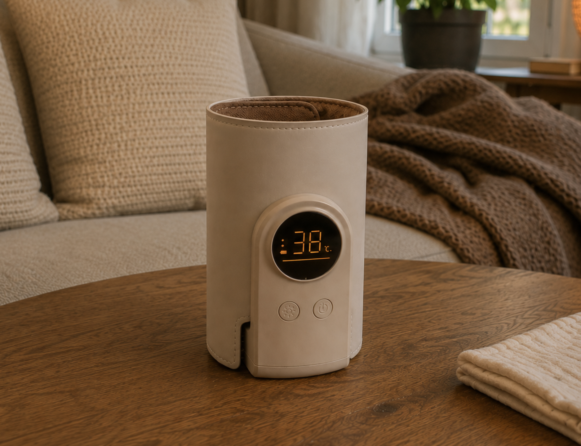 Our portable USB bottle warmer, original photo