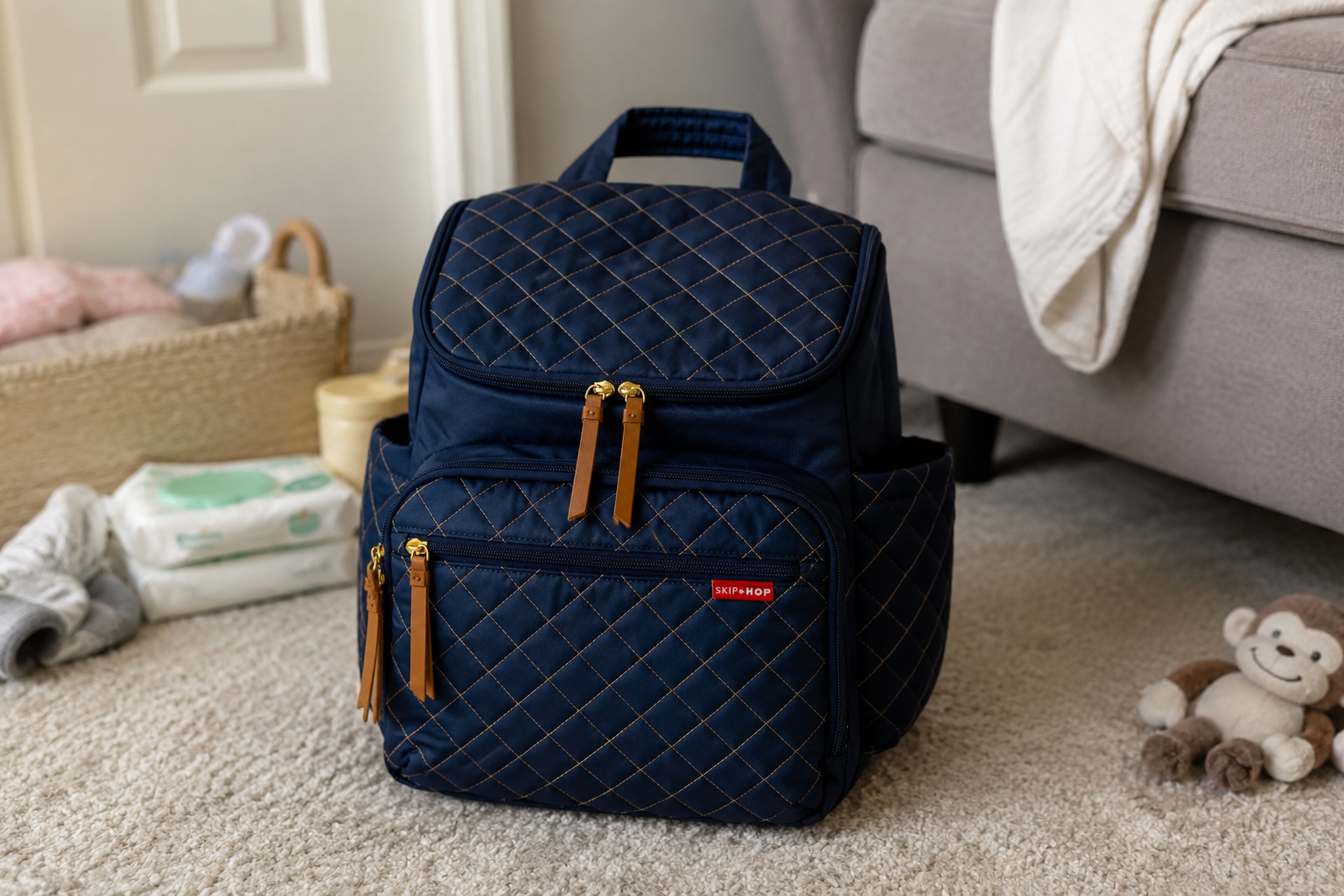 Our Skip Hop Forma backpack packed for a day out, original photo