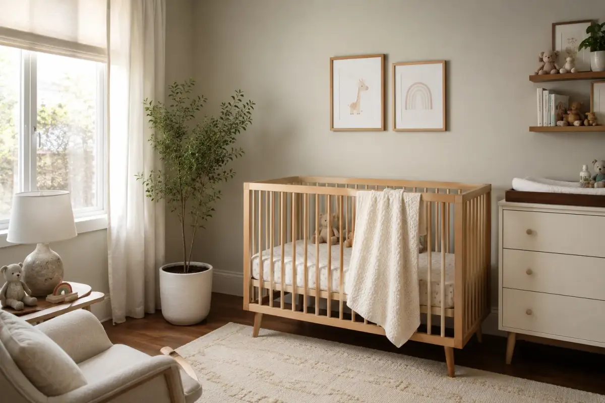 Our nursery, photographed from the doorway on an ordinary afternoon