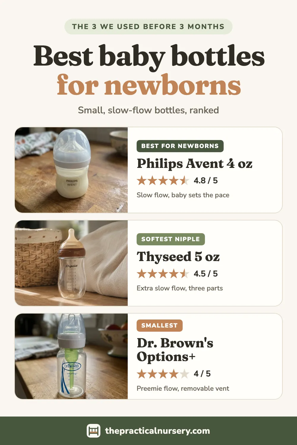 Best baby bottles for newborns: the three we used in the first months, pin this guide on Pinterest