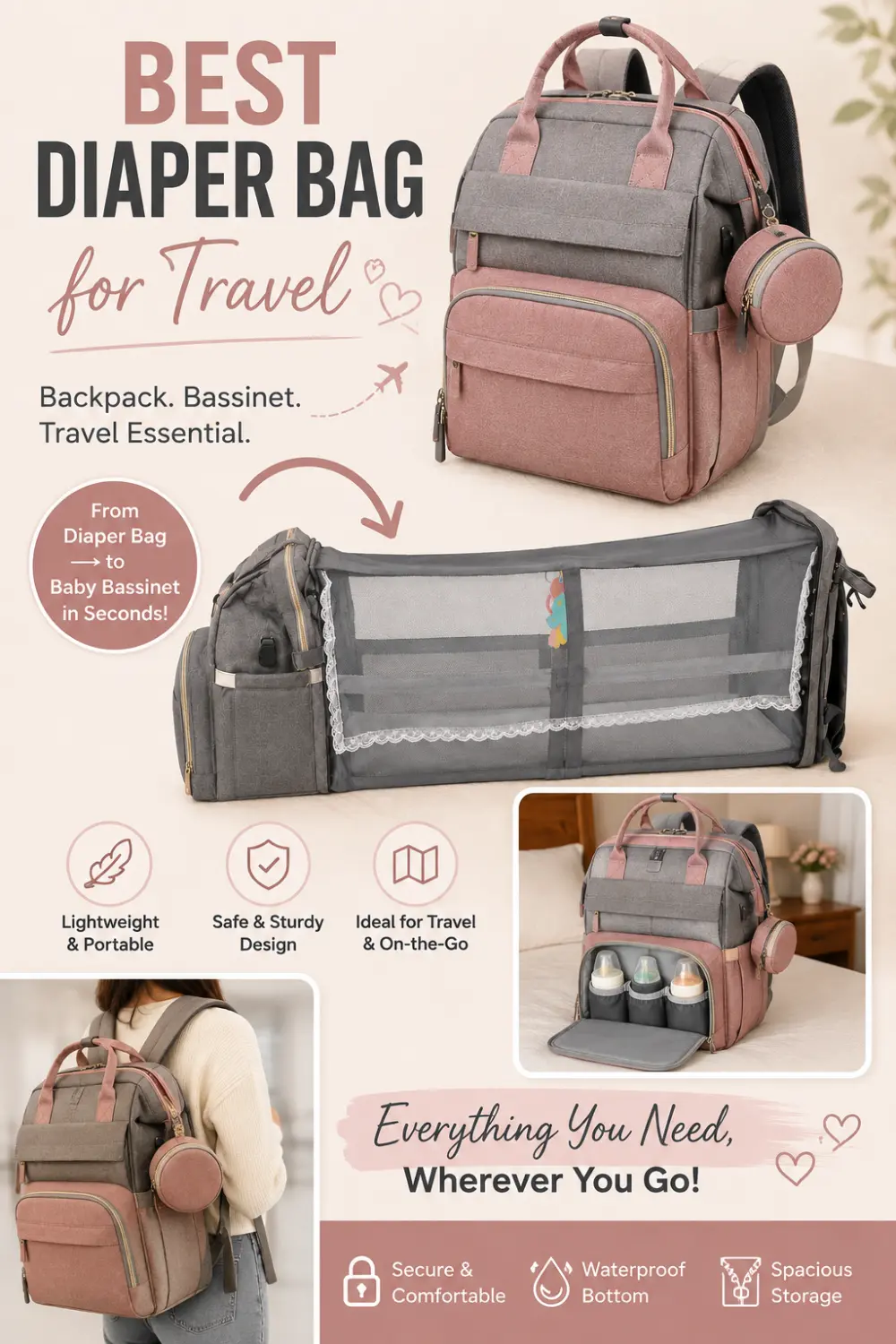 Best diaper bag for travel: the two we actually pack, pin this guide on Pinterest