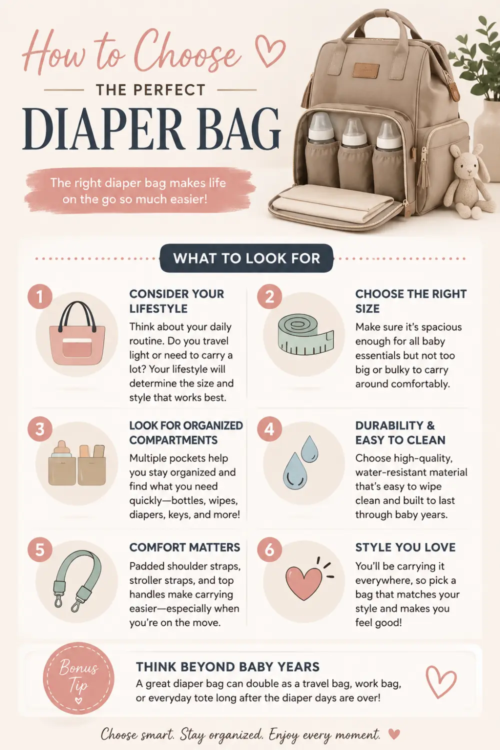 Diaper bag buying guide: how to choose a diaper bag, pin this guide on Pinterest