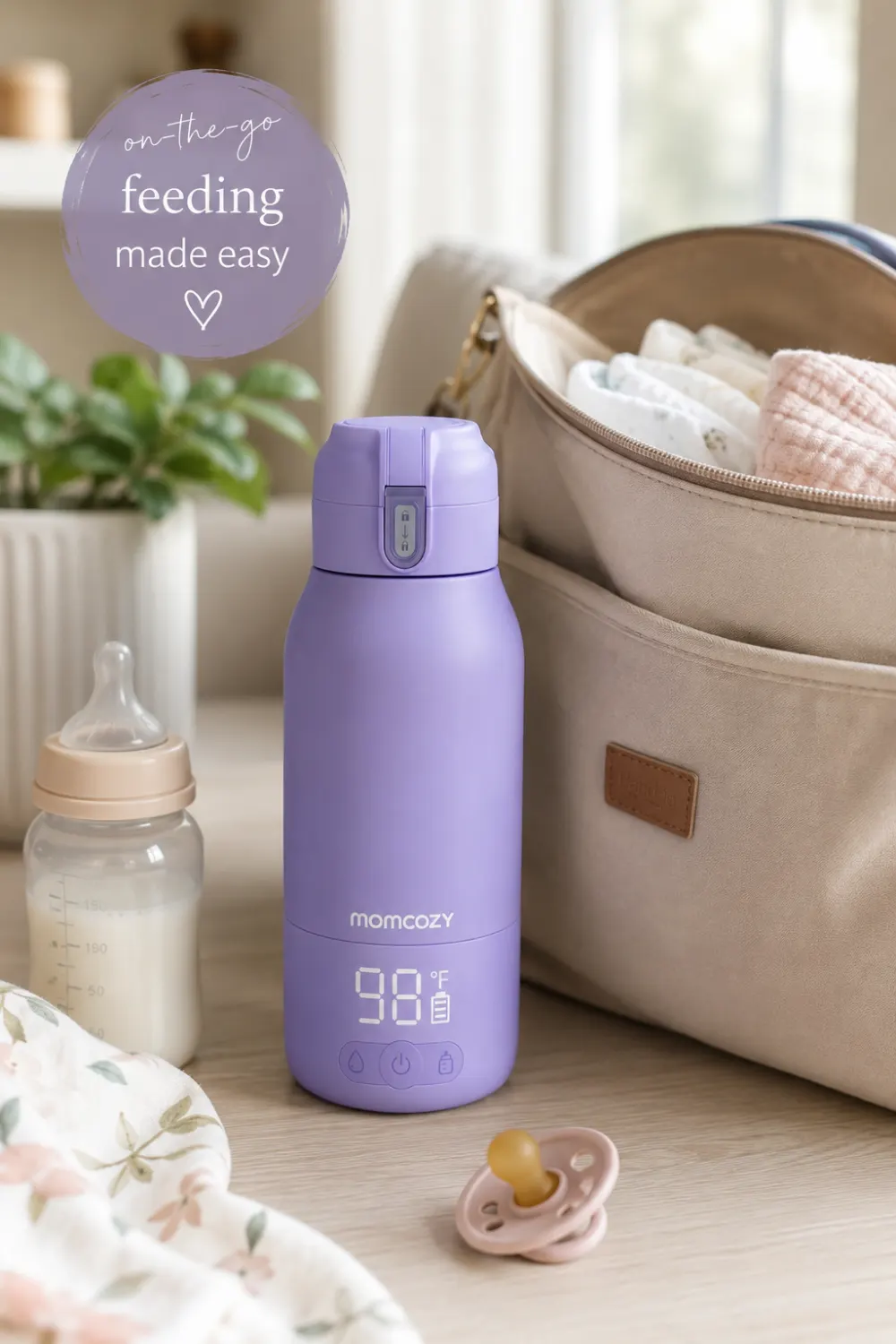 Momcozy portable bottle warmer review, pin this guide on Pinterest