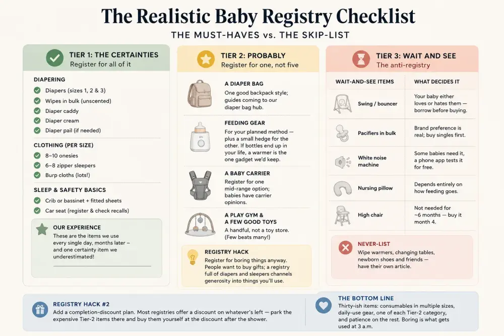 The Realistic Baby Registry Checklist (Must-Haves vs the Skip-List), pin this guide on Pinterest