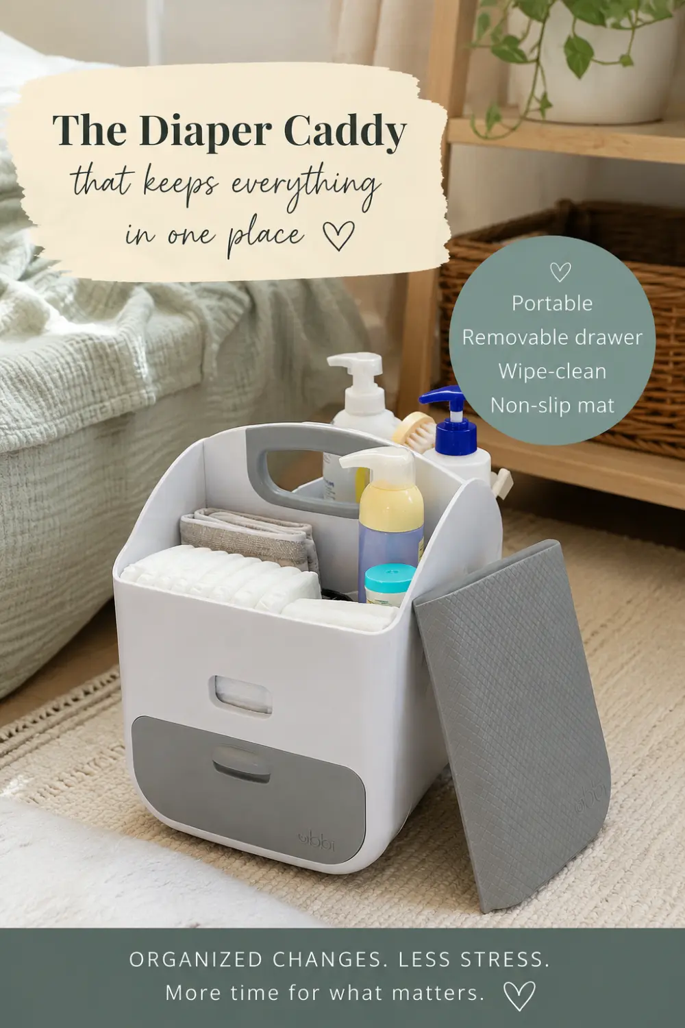 Ubbi diaper caddy review: the portable changing station, pin this guide on Pinterest