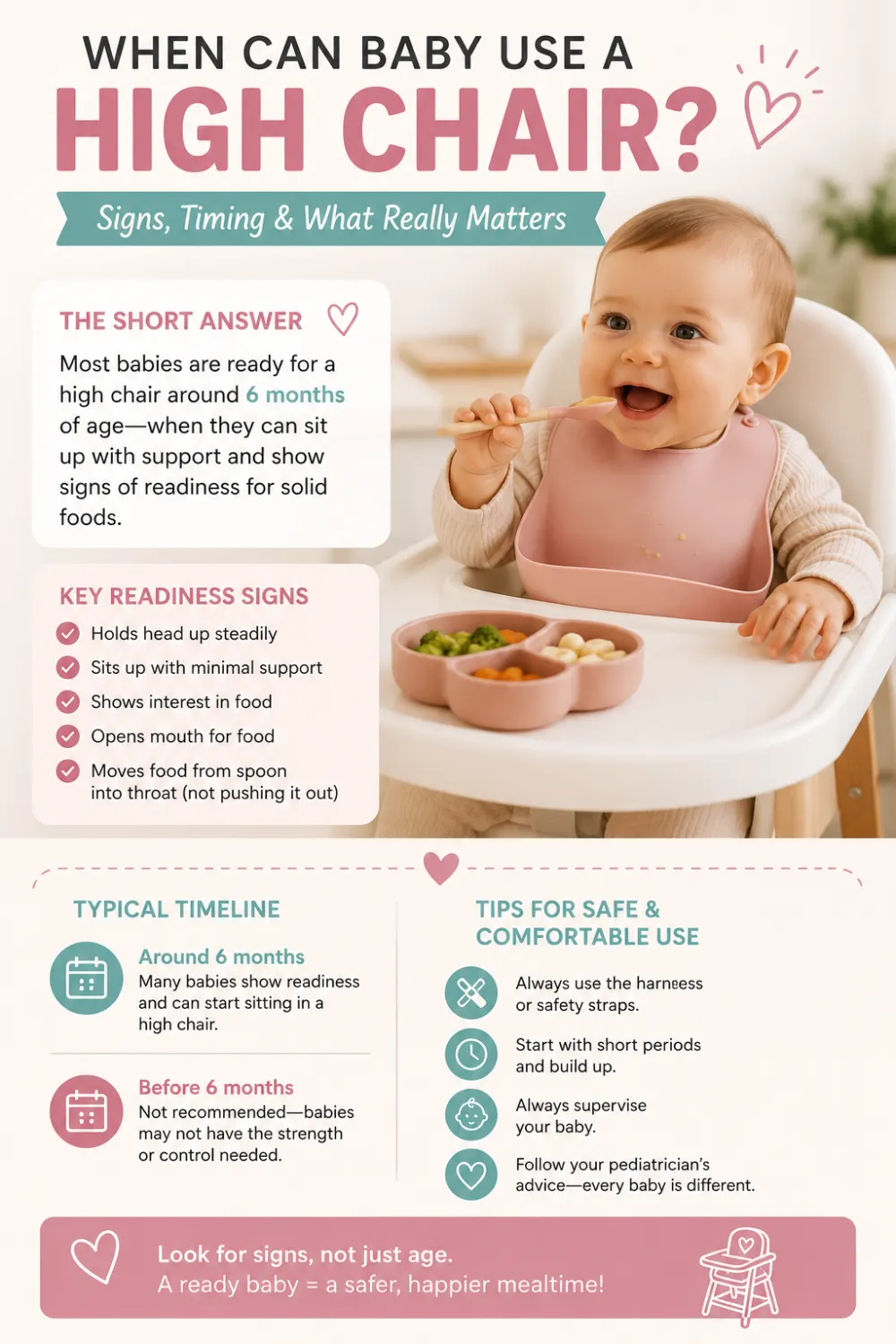 When can a baby start using a high chair?, pin this guide on Pinterest